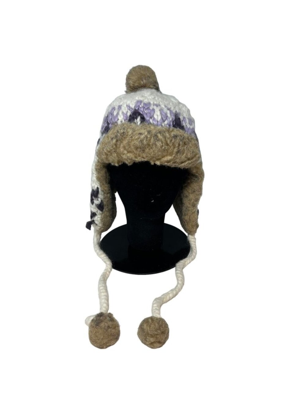 American Eagle Fair Isle Trapper Hat Cap Women's OS Knit Winter Snow Warm Lined